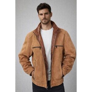 Mark Shale Suede Leather Jacket Mens 44 Brown Made in USA Vintage High Quality L